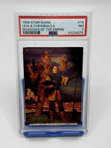 1996 TOPPS STAR WARS SHADOWS OF THE EMPIRE #74 LEIA & CHEWBACCA FOIL PSA 7 NM - Picture 1 of 2