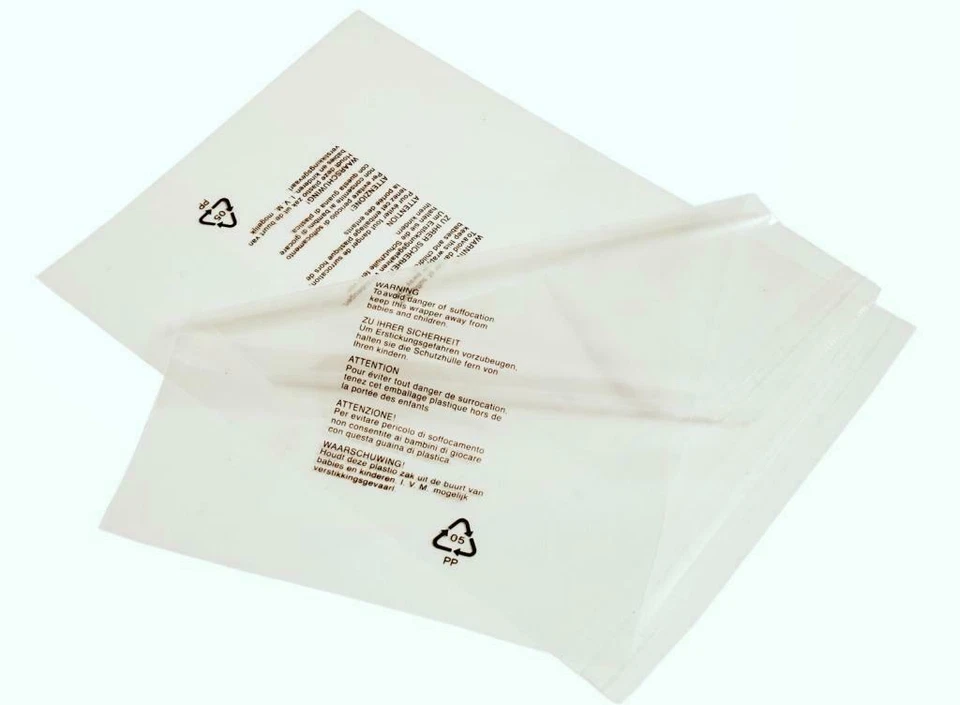 Self Seal Poly Bags 12"x16" with Warning Labels Perfect for Amazon Fulfilment