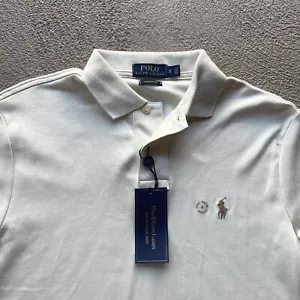 Polo Ralph Lauren Shirt Mens Small Cream Performance Stretch Pony Basic New - Picture 1 of 9