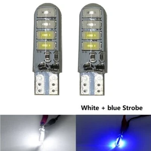50Pcs Led T10 W5W Dual White Blue Strobe Blink 194 168 5630 8SMD Light Bulb Bulk - Foto 1 di 9