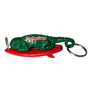 2 Vintage Budweiser Keyring Bottle Openers, Green Louie Lizard + Red Surfboard - Picture 1 of 10