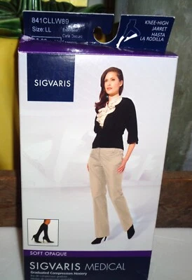 Sigvaris WOMEN'S 15-20 mmHg LL Knee High medical compress ESPRESSO 842CLSW89 NIB - Image 1 of 3