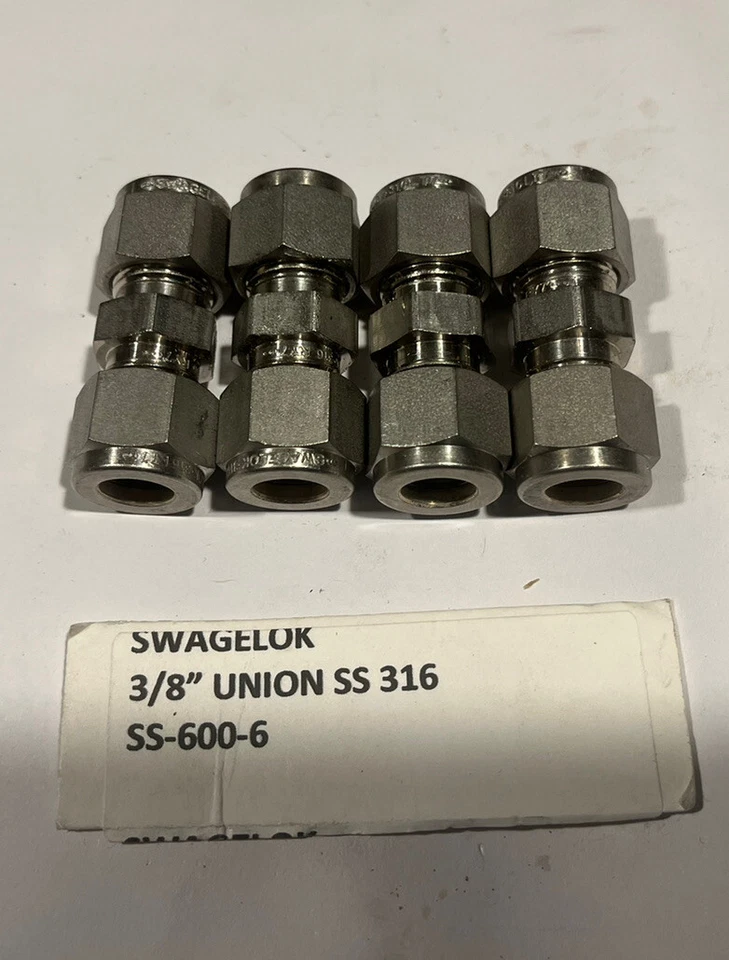 Swagelok SS-600-6 3/8" Tube Fitting - Stainless Steel (quantity: 4) - Image 1 of 1