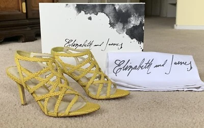 NIB Elizabeth And James Kayla Snakeskin Leather Strappy Yellow Sandals Sz 9 $339 - Image 1 of 4