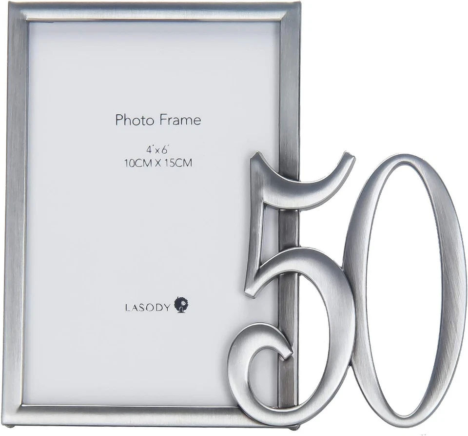 Marco de fotos 50 aniversario dorado, regalos decoraciones 50 cumpleaños Foto 1 de 4