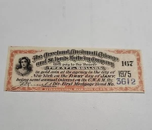 NYC BIG FOUR CLEVELAND CINCINNATI CHICAGO & ST. LOUIS ANLEIHE ZINSGUTSCHEIN 1975 - Bild 1 von 2