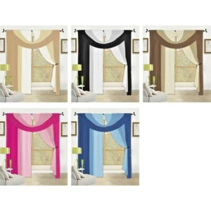 Bella 4 Pc Window in a Bag Set, Complete Curtain Drape Valance Window Treatment - Picture 1 of 24