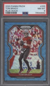 TOM BRADY 2020 Panini Prizm Blue Wave #255 (#191/199) Graded PSA 8 NM-MT