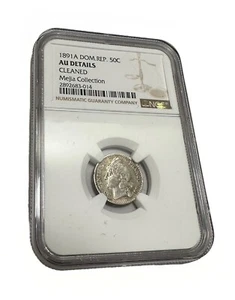 1891 DOMINICAN REPUBLIC 50 CENTESIMOS. CIRCULATED TONED. - Picture 1 of 3