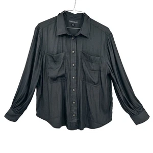Banana Republic Long Sleeve Silky Classic Shirt Black Button Up Top Women's XL - Picture 1 of 4