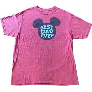 Disney Mickey Mouse Best Dad Ever Red T-shirt 2XL - Picture 1 of 6
