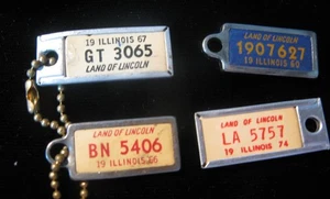 1960, 66, 67, 74 Illinois Mini License Plate Keychains - Picture 1 of 2
