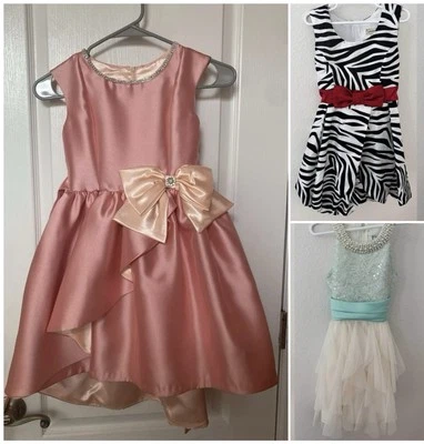 2 free dresses! Pink girls dress Party Flower Girl Pageant Birthday  7 8  - Image 1 of 4