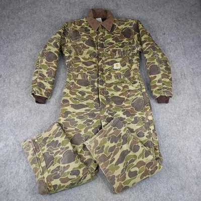 Vintage Carhartt Coveralls Mens 42R Duck Camo Canvas Insulated Hunting USA 80s - Image 1 of 4