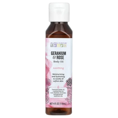 Body Oil, Geranium & Rose, 4 fl oz (118 ml) - Image 1 of 2