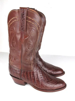 Lucchese Classics Handmade Caiman Crocodile Western Cowboy Boots 8 D USA  40684 - Photo 1/4