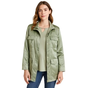 Chico's Utility Cargo Jacke + Pima Twist-Neck Top Gr. 3 (XL/16) Salbeigrün Neu mit Etikett - Bild 1 von 10