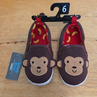Swiggles Shoes Infant Boys Size 6 Brown Animal Monkey Design Slip-On Loafers - Image 1 of 4