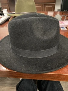 H & M Divided Black Wool Fedora Hat Size Large 58 EUC Free Shipping - Picture 1 of 4
