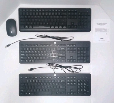 Three New Computer Key Boards, 2 - Wired HP'S and 1 - Wireless RoHs With Mouse! - Image 1 of 4