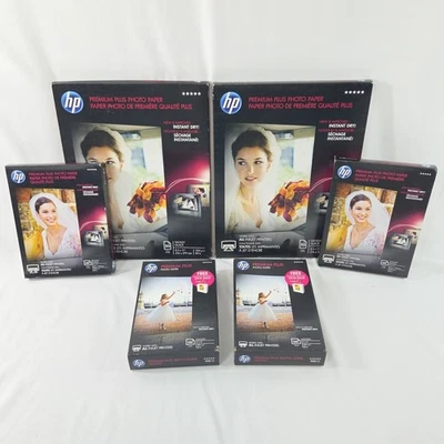 HP Premium Plus Photo Paper LOT 4x6 - 5x7 - 8.5x11 - 420 TOTAL Sheets NEW Glossy - Image 1 of 4