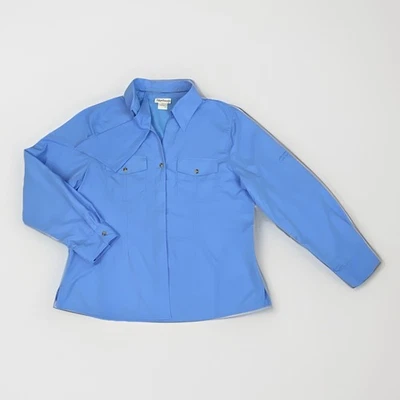 Magellan’s Women Shirt XL Blue Button Up Roll Tab Pockets Fishing Hiking Vented - Image 1 of 4