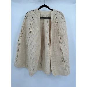 Cárdigan Poncho Hecho a Mano Crochet Envolvente Talla Única Boho Cottagecore Frente Abierto - Imagen 1 de 5