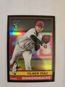 YILBER DIAZ 2025 Topps Heritage CHROME BLACK REFRACTOR RC 32/76 - Picture 1 of 2