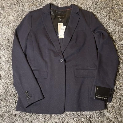 Blazer Ponte Ligero Banana Republic Azul Marino Punto Blanco Para Mujer’s 8 Foto 1 de 4