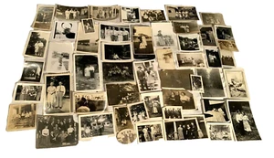 Black White Lot 50 Snap Shot Photos Women Groups Men Families 1920 1960 Vintage - Picture 1 of 7