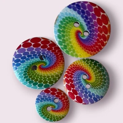Rainbow LGBT Swirl Buttons 15mm To 25mm Knitting Sewing Scrapbooking 2 Hole - Image 1 of 4