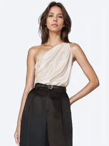 Cami NYC Darby One Shoulder Bodysuit Ivory Size Large Silk - Picture 1 of 5