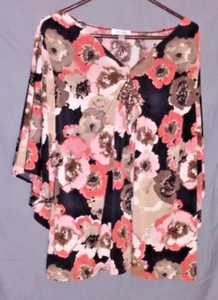 Dressbarn Blouse Women's 22/24 Kimono Sleeve Floral Print Flowers - Picture 1 of 5