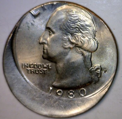 1980 ERROR OFF CENTER Washington Quarter NICE CH BU + Coin O/C Lot #17  NR - Image 1 of 4