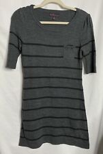 Takeout Women’s Soft Gray Black Striped Sweater Dress Short Sleeve Size Medium