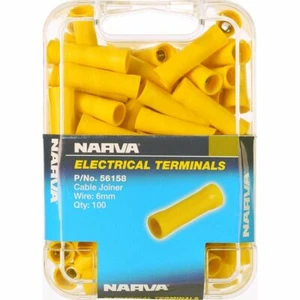 NARVA 56158 TERMINALS CABLE JOINER INSULATED - WIRE 6mm YELLOW PACK OF 100 - Picture 1 of 5