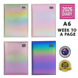 2026 Diary A6 Week to A Page Metallic Neon Holographic Glitter Planner Notebook - Picture 1 of 9