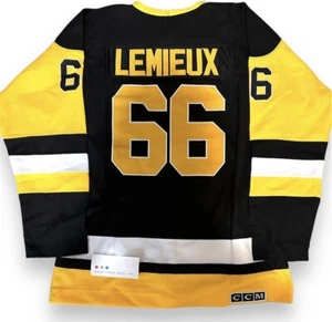 Mario Lemieux Pittsburgh Penguins CCM Throwback Jersey - Black (Men's Sizes) - Picture 1 of 3