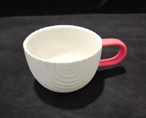 2018 Starbucks Keramik Kaffeebecher weiß mit rosa Griff 12oz Regenbogen  - Bild 1 von 4