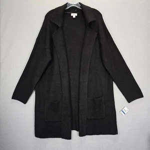 Style & Co. Draped Open Front Cardigan Sweater-Mohair  Black XL - Picture 1 of 7