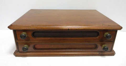 Two-Drawer Spool Cabinet Turned Into Jewelry Box Felt Lined Trays Cover