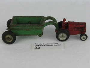 Antique 1920-30s Arcade Cast Iron Allis Chalmers Tractor Bottom Dump Trailer #22 - Picture 1 of 8