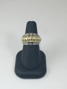 Lagos Caviar Ribbed Dome Ring in Sterling Silver and 18k Yellow Gold  - Picture 1 of 12
