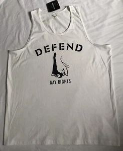 Defend Paris Peace Kitson Graphic Sleveless White Tank " Defend Gay Right" Sz XL - Picture 1 of 10
