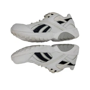 Reebok DMX Men's White Leather Blue Trim Sneakers Size 8.5 Extra-Wide Fit - Picture 1 of 11