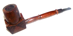 Vintage Estate Large Jumbo Size Wood Hand Carved Block Design Tobacco Pipe - Picture 1 of 8