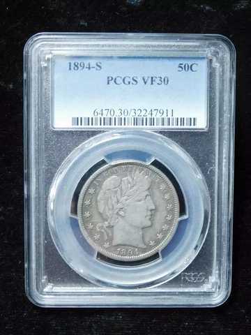 1894 S Barber Half Dollar PCGS VF-30 Cover