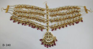 Ruby Mathapatti Indian Kundan Bridal Jewelry Hair Acessories Sheeshpatti
