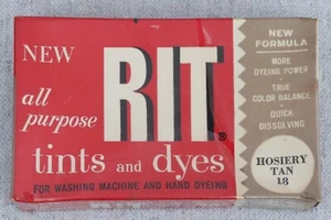 Vintage Sealed 1950s 1960s All Purpose Rit Tint & Dye Hosiery Tan #18 Box Packet - Picture 1 of 3