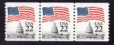 Scott #2115a Flag Over Capitol Plate # Coil of 3 Stamps (PNC3) - MNH Tagging EFO - Image 1 of 2